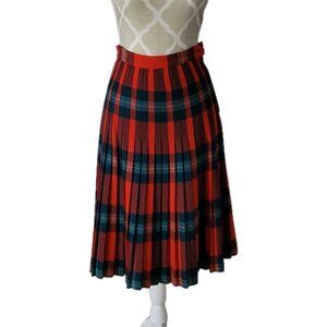 Suzanne Vintage Plaid Pleated Skirt Girls 12 CND 10 US Waist 24" Cabincore